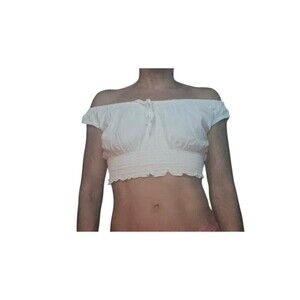 John Galt Brandy Melville linen crop top off shoulder one size (xs-m)